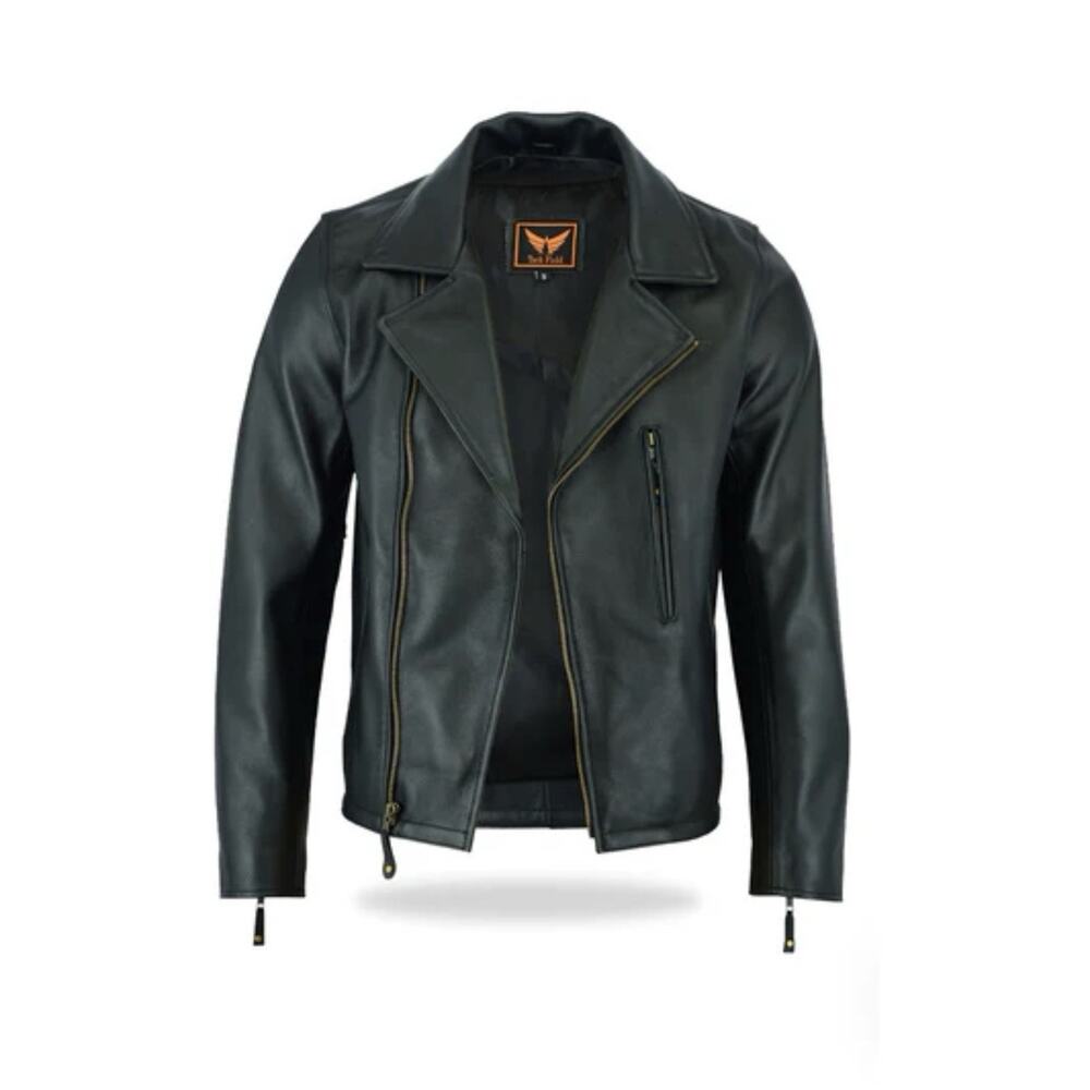 NWT TackfieldMens Classic Vintage Genuine Top-Grain Cowhide Biker Leather Jacket